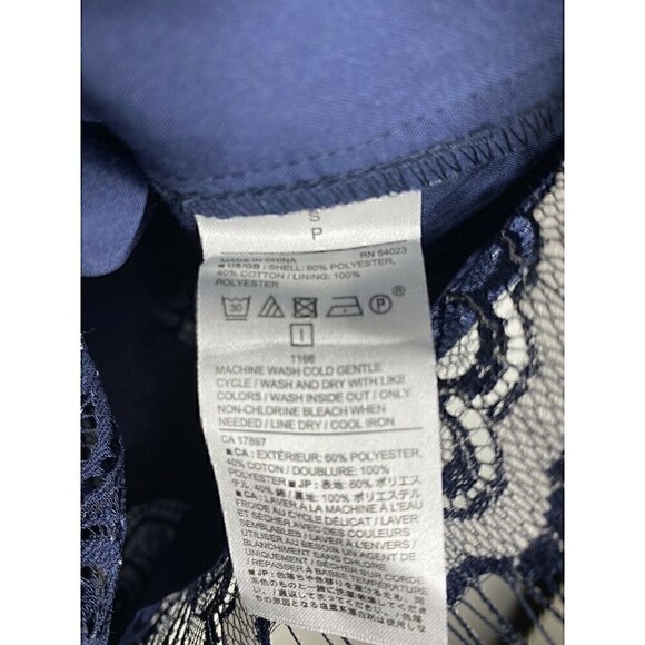 Banana Republic Outlet Blouse Size S Women's Striped Lace Overlay Cap Sleeve - Picture 5 of 6